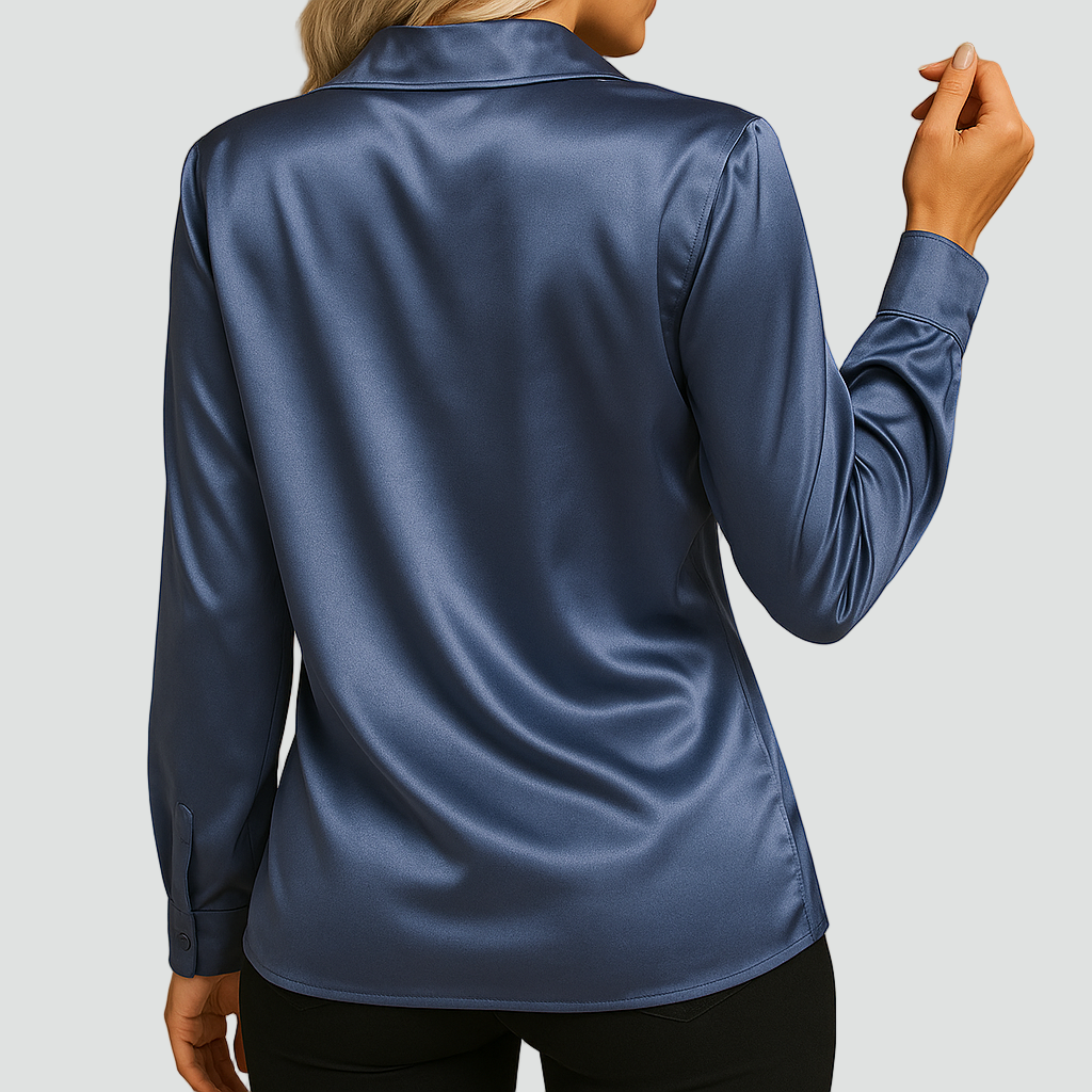 Classic Satin Blouse with Collar and Buttons