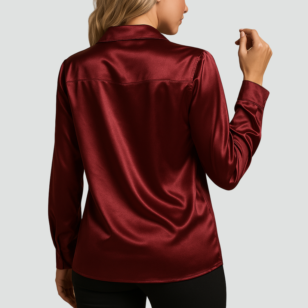 Classic Satin Blouse with Collar and Buttons