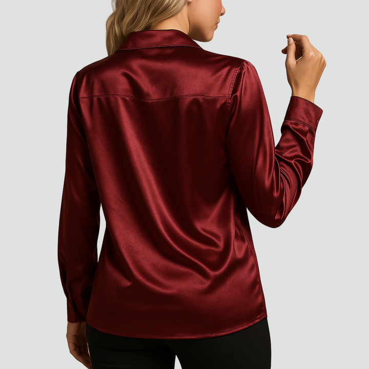 Classic Satin Blouse with Collar and Buttons