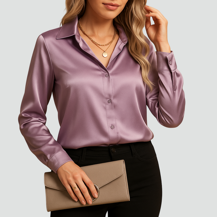Classic Satin Blouse with Collar and Buttons