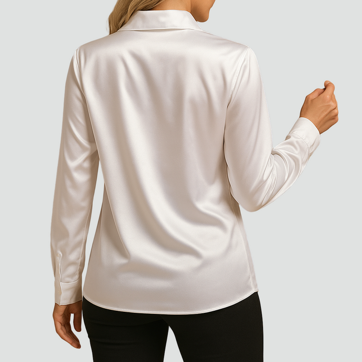 Classic Satin Blouse with Collar and Buttons