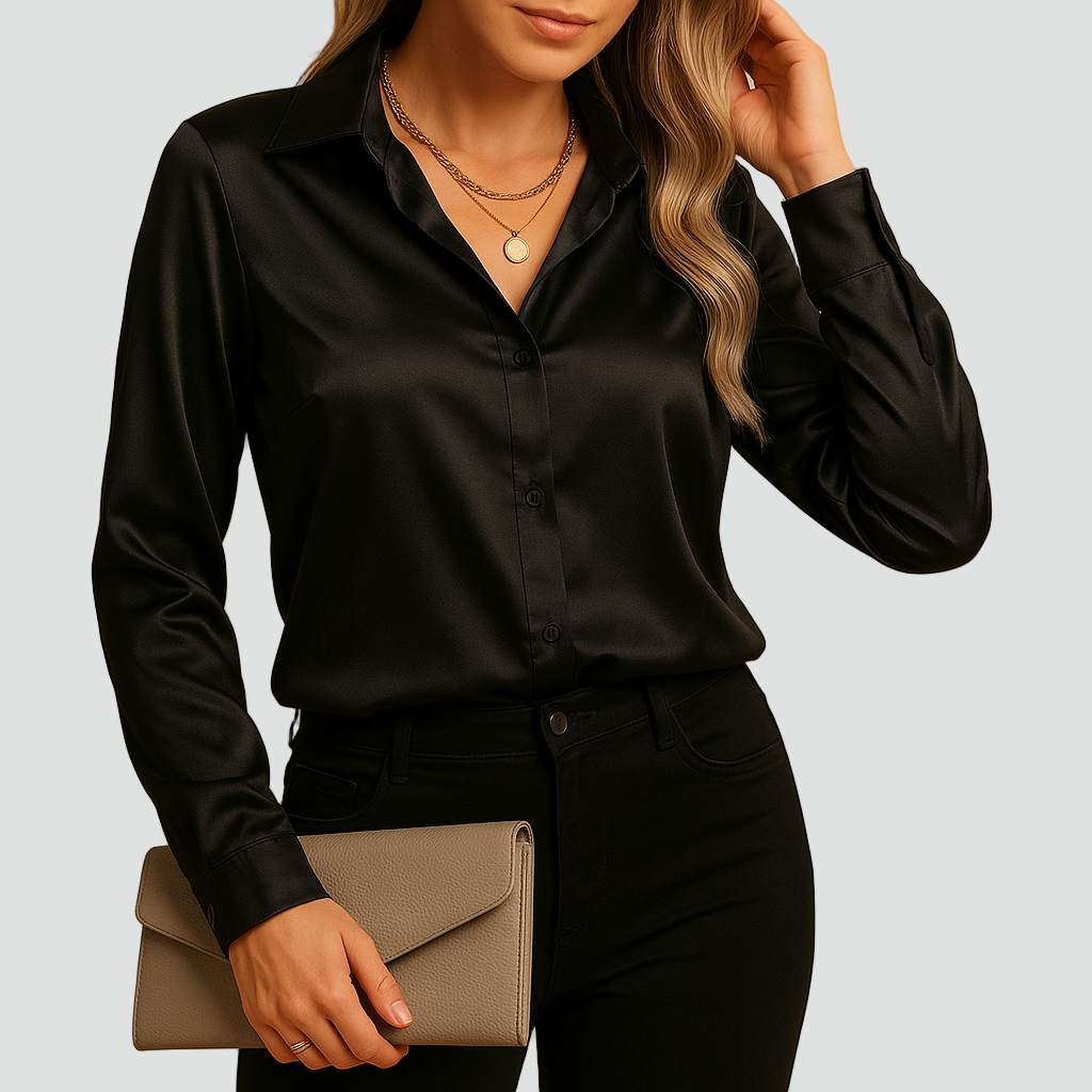 Classic Satin Blouse with Collar and Buttons