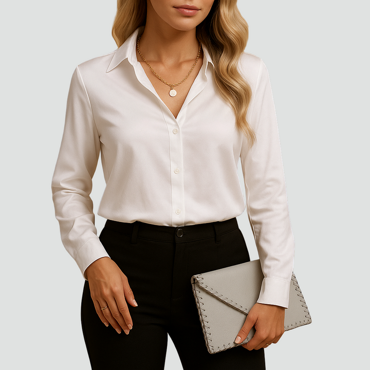 Classic Satin Blouse with Collar and Buttons