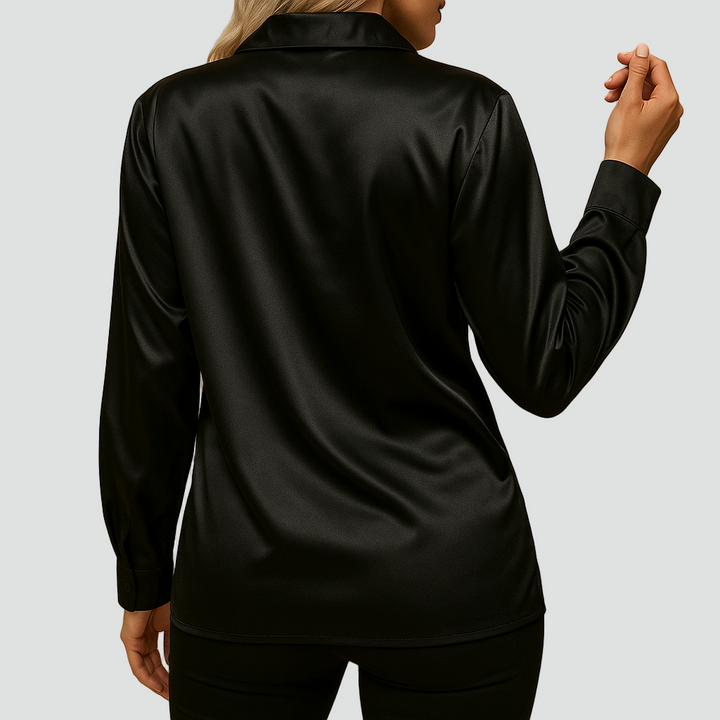 Classic Satin Blouse with Collar and Buttons