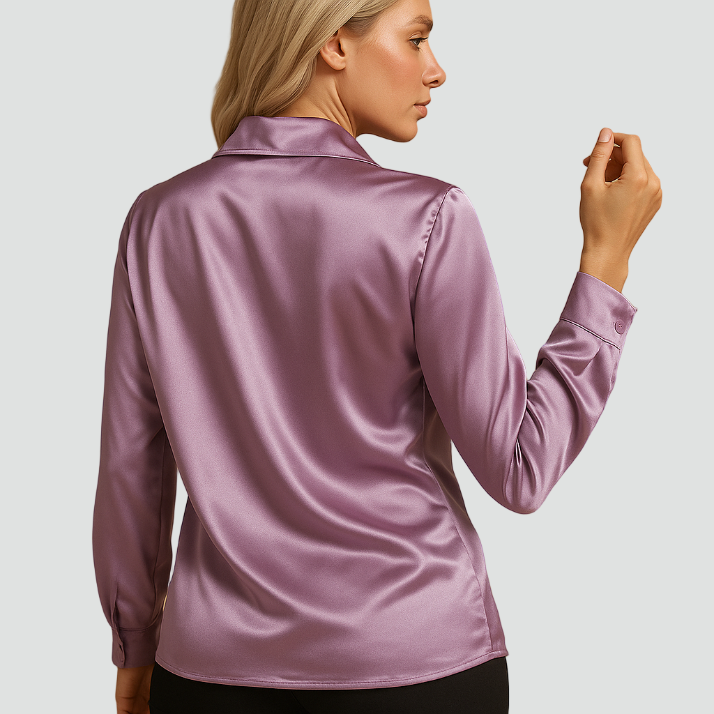 Classic Satin Blouse with Collar and Buttons