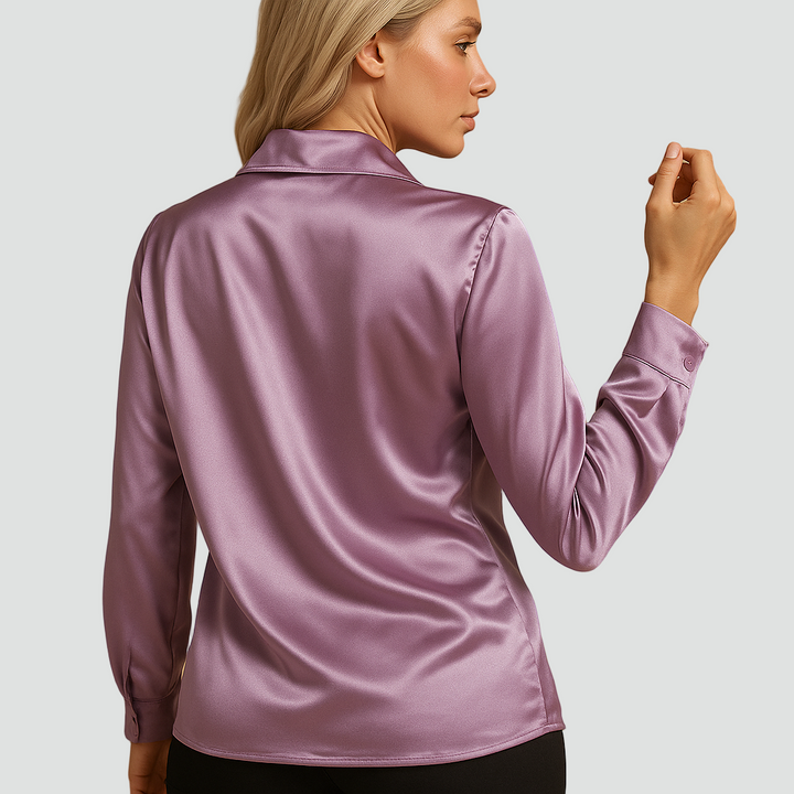Classic Satin Blouse with Collar and Buttons