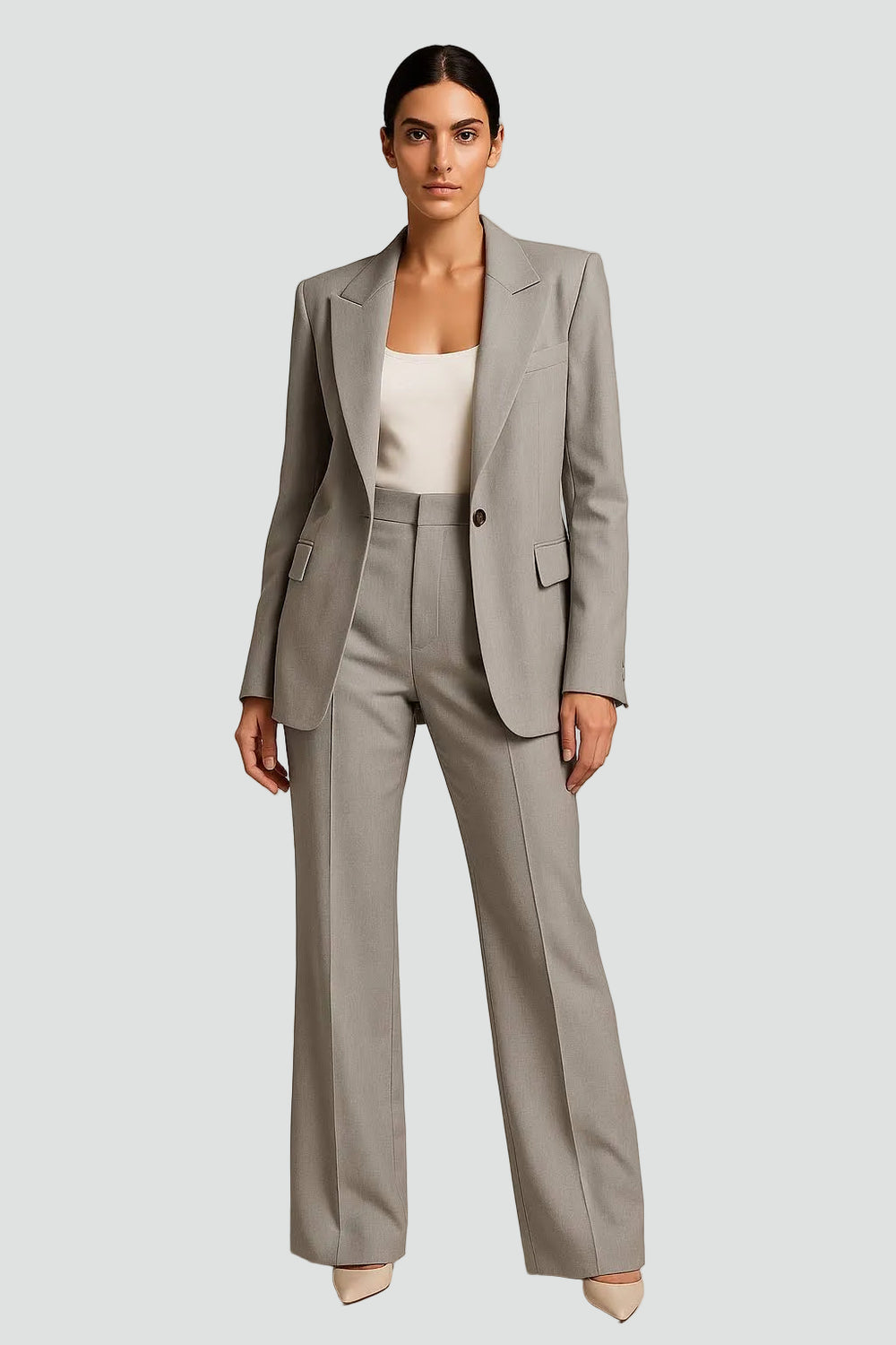 Ensemble féminin de costume avec veste et pantalon large à taille haute