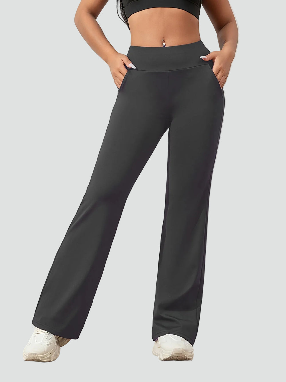 Pantalon de sport pour femmes à taille haute et jambes larges