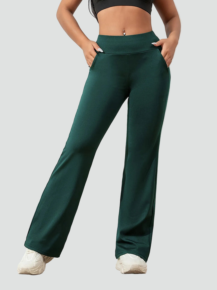 Pantalon de sport pour femmes à taille haute et jambes larges