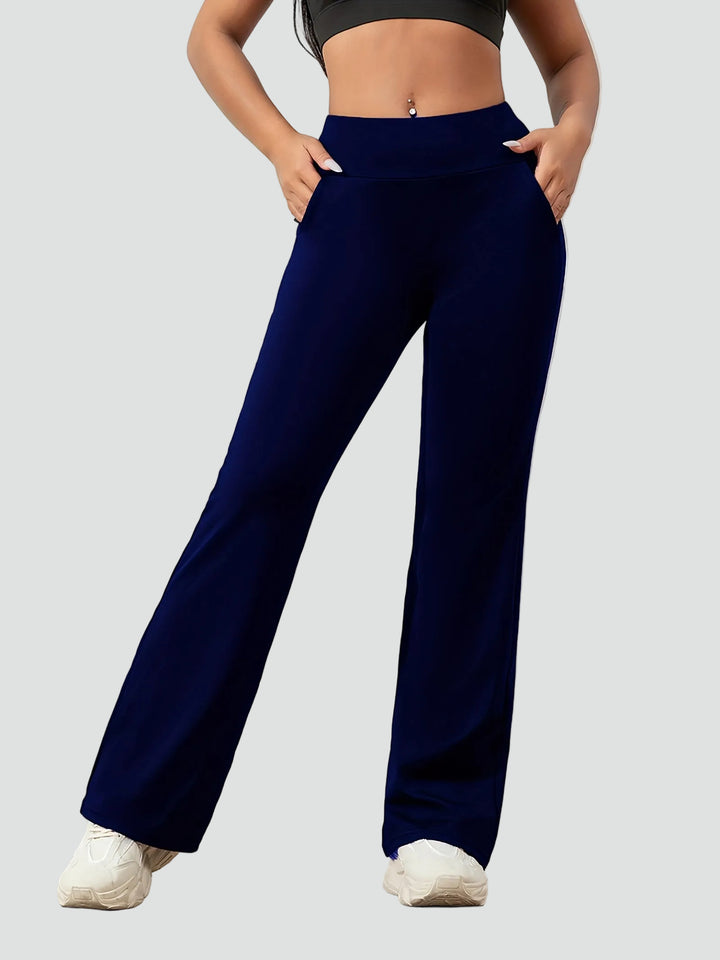 Pantalon de sport pour femmes à taille haute et jambes larges
