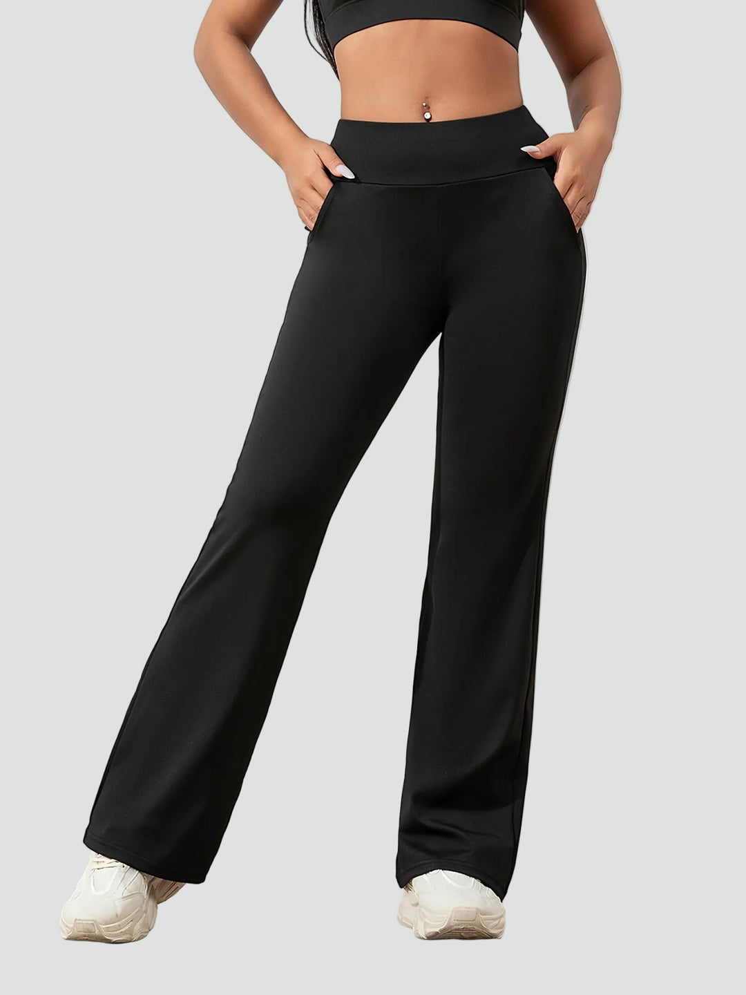 Pantalon de sport pour femmes à taille haute et jambes larges