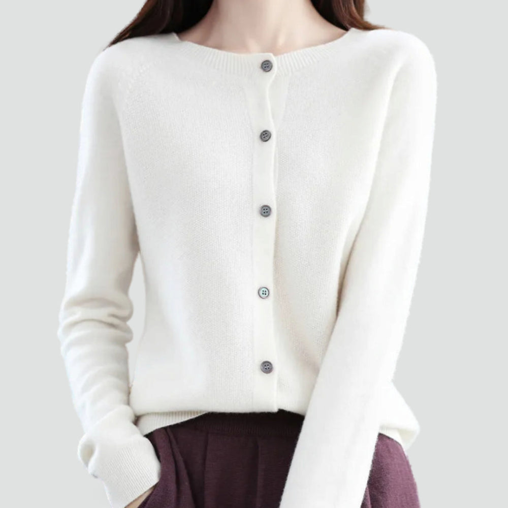 Soft women's merino wool button-up sweater