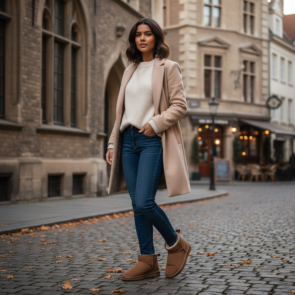 Warme winterse dames snowboots met wollen voering