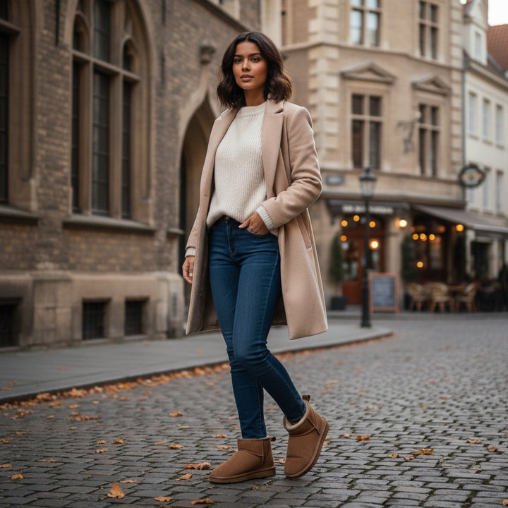Warme winterse dames snowboots met wollen voering