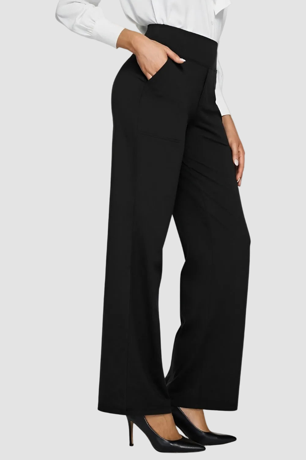 Pantalon de sport féminin confortable à taille haute et jambes larges