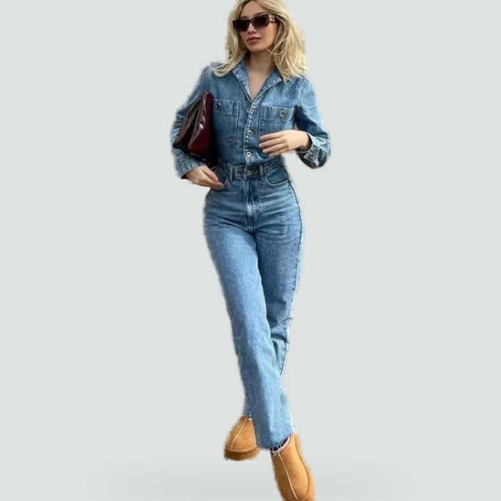 Damesjumpsuit van denim met een klassieke pasvorm, ideaal voor elke gelegenheid