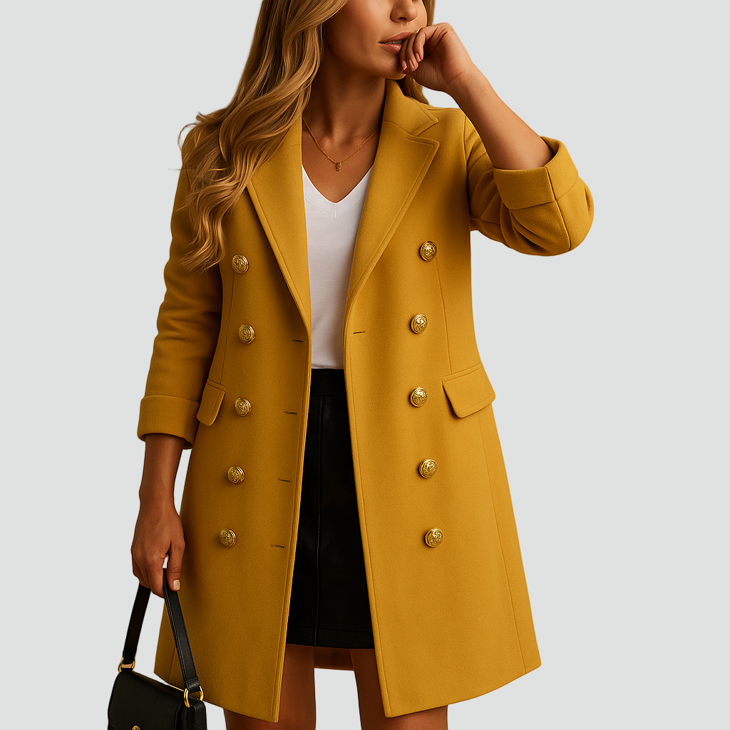 Manteau croisé pour femme avec boutons décoratifs élégant
