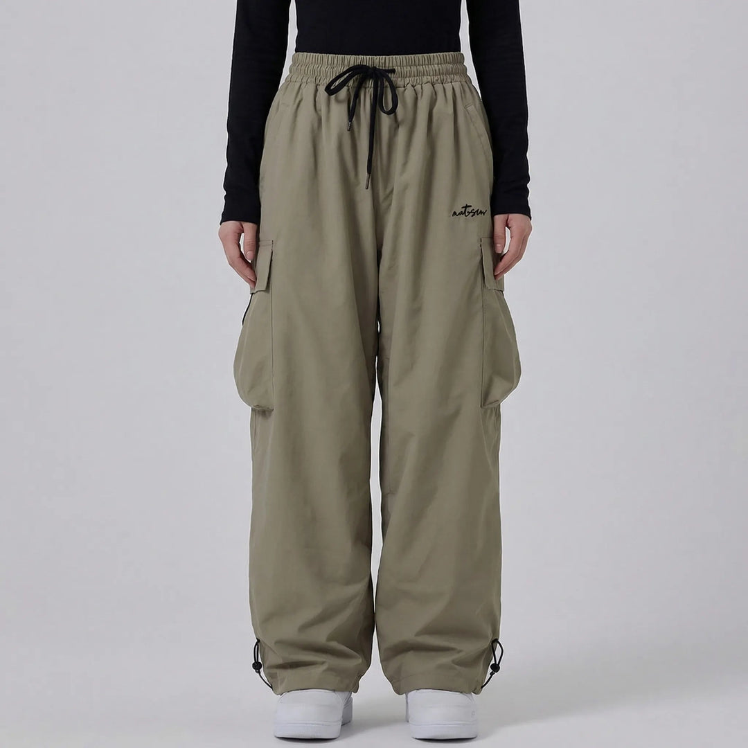 Luźne spodnie narciarskie damskie baggy z kieszeniami cargo