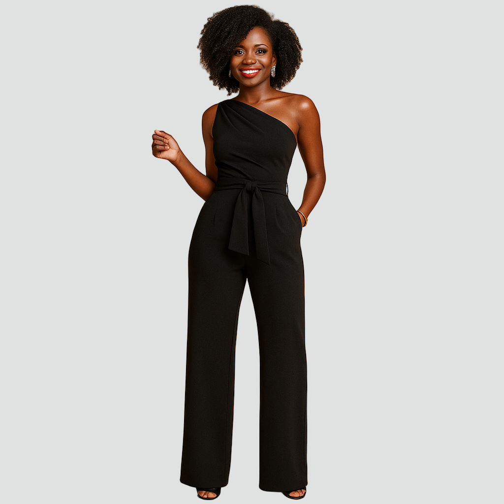 Jumpsuit met blote schouder en riem voor dames