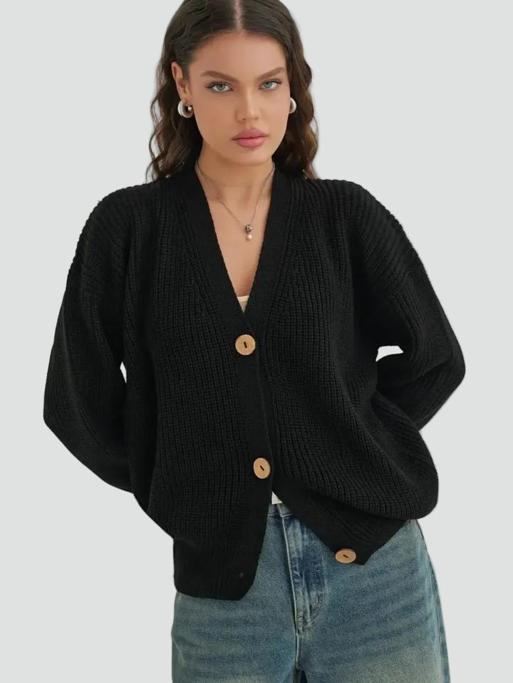 Cardigan classique pour femme avec boutons et larges poignets