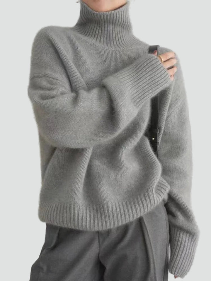 Pull femme chaud à col roulé et manches larges pour l’hiver
