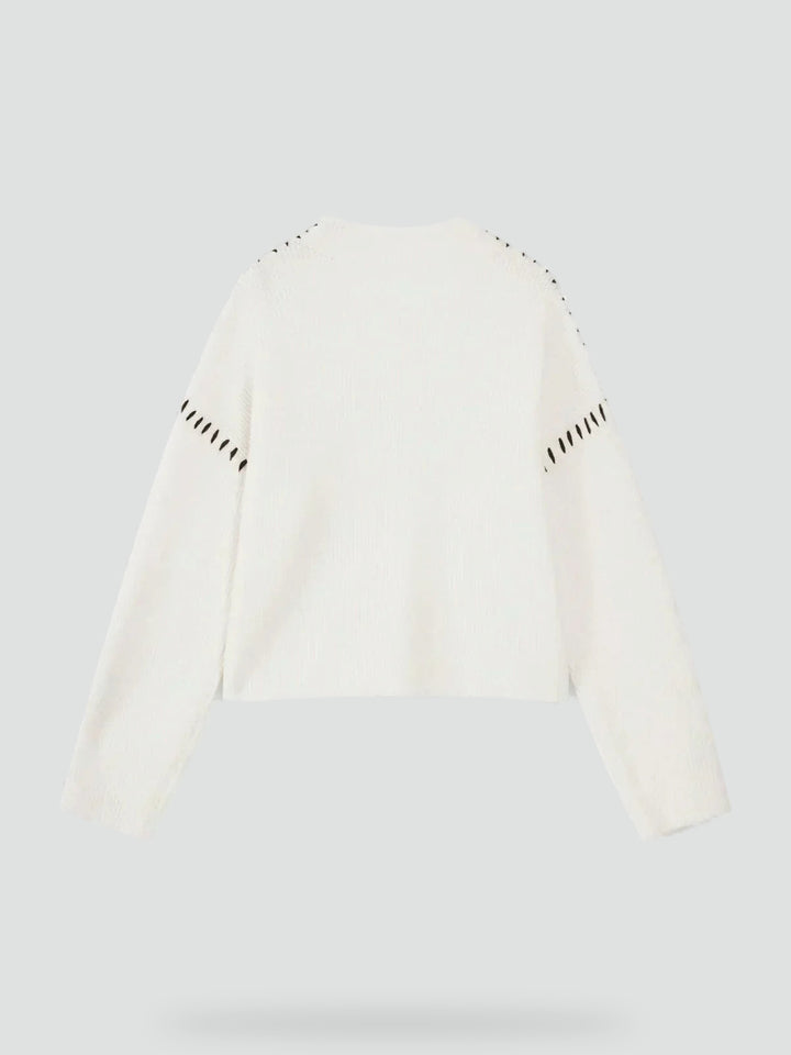 Pull oversize pour femme avec maille contrastante et col semi-montant
