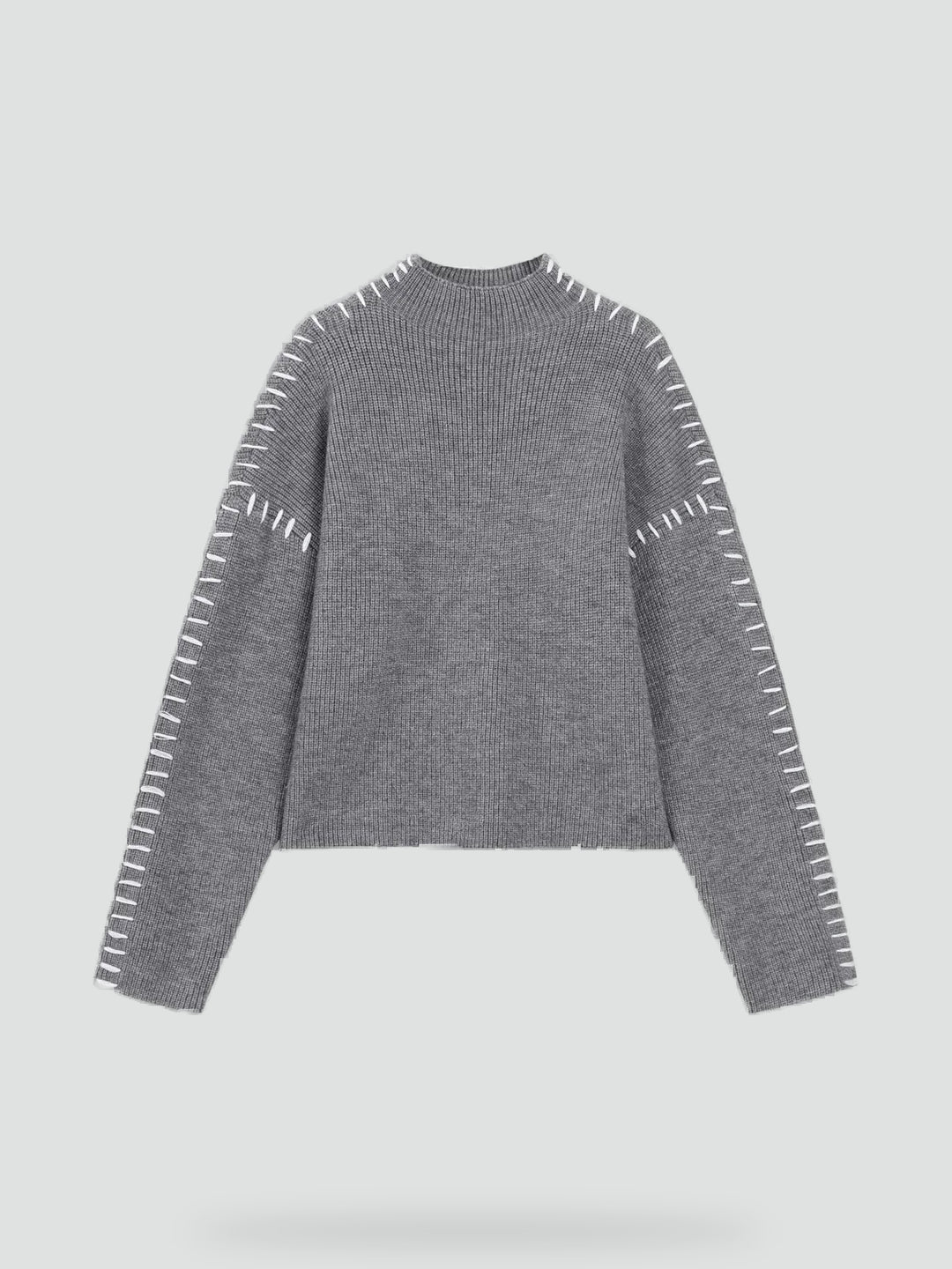 Pull oversize pour femme avec maille contrastante et col semi-montant
