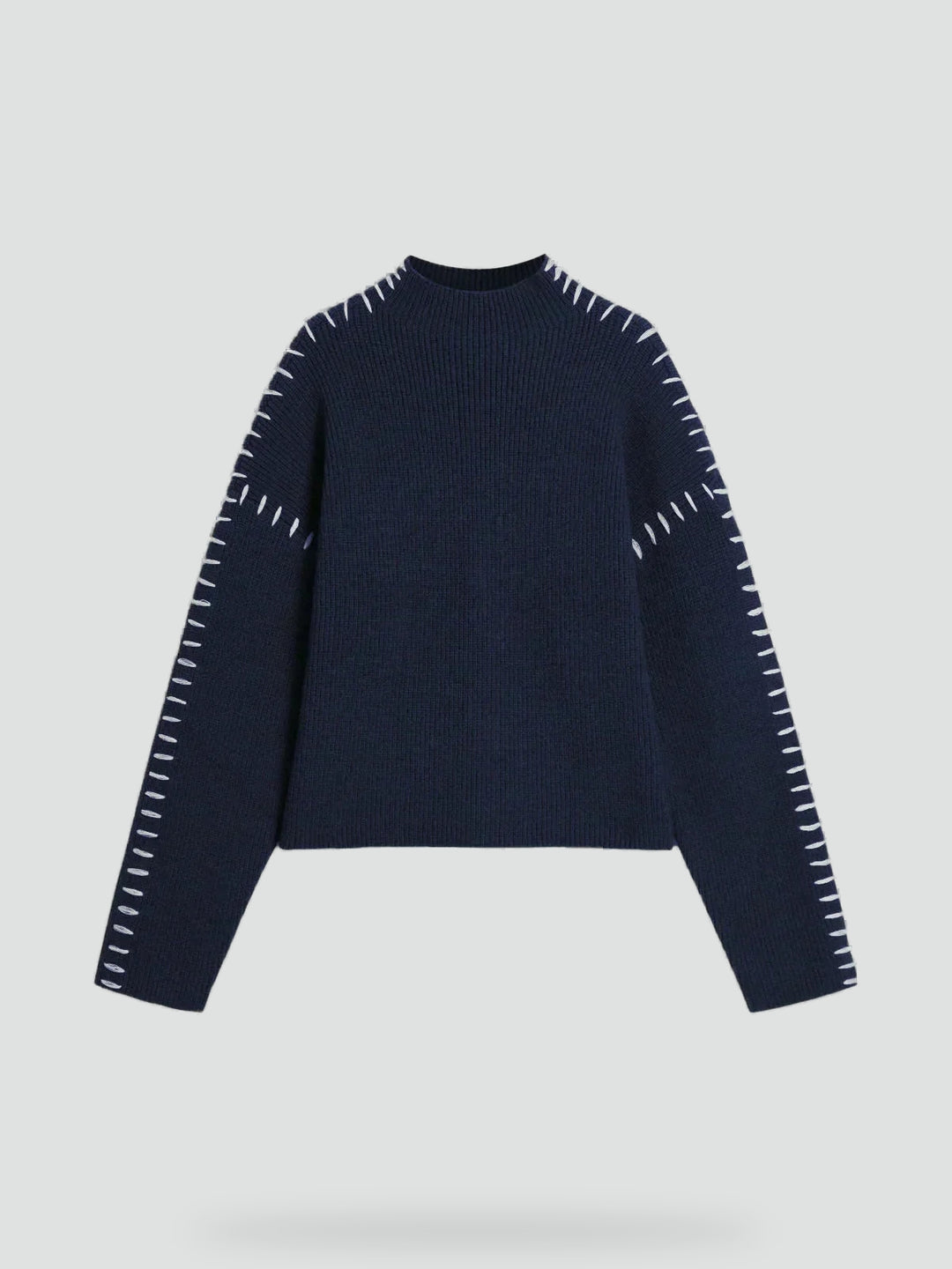 Pull oversize pour femme avec maille contrastante et col semi-montant