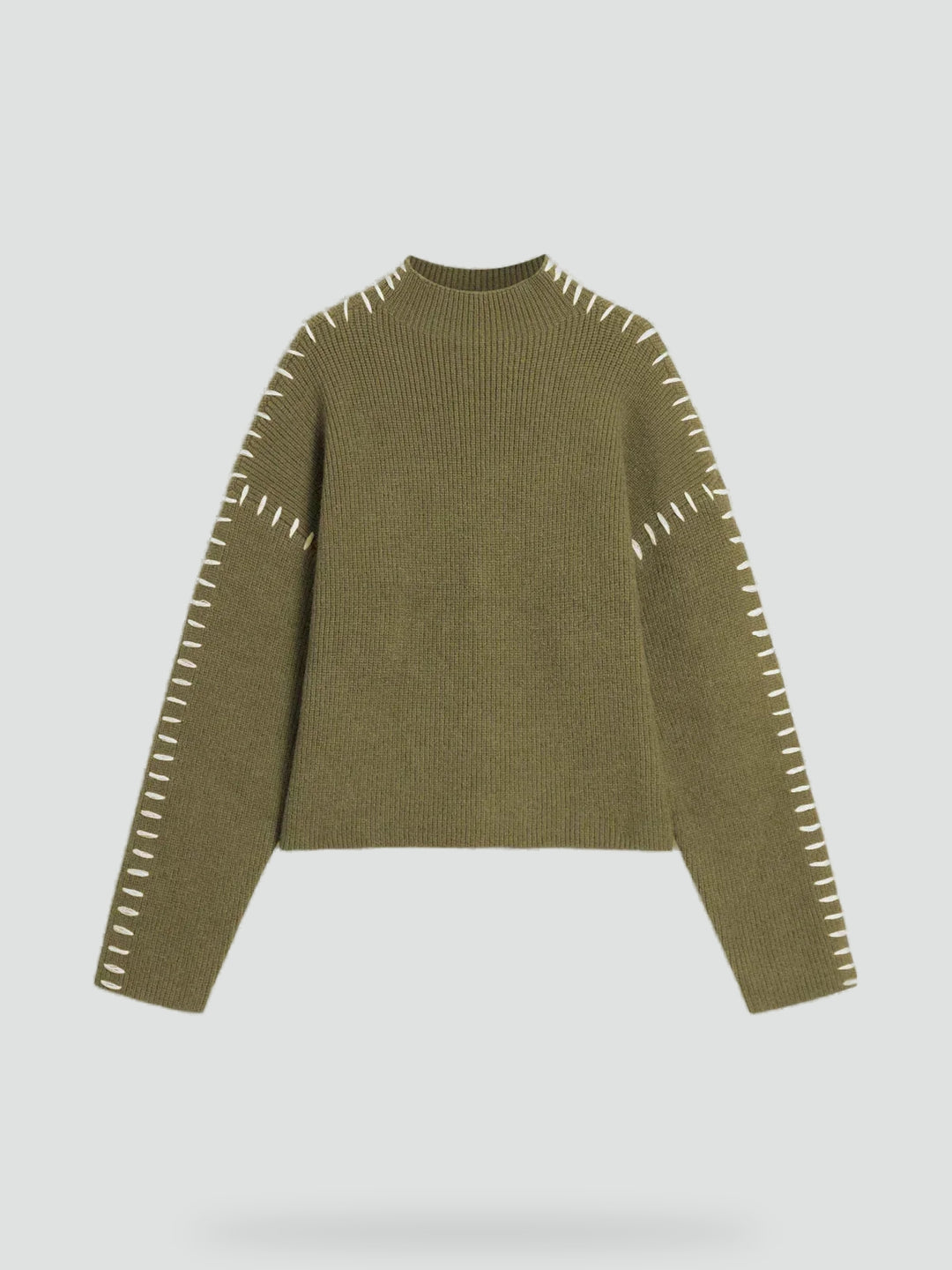 Pull oversize pour femme avec maille contrastante et col semi-montant