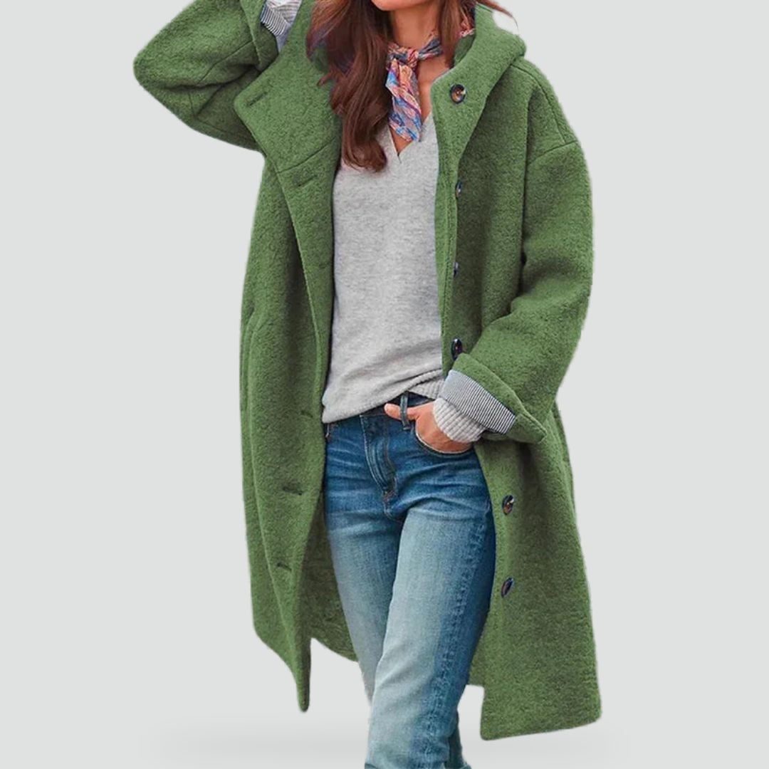 Manteau pour femme avec capuche et boutons