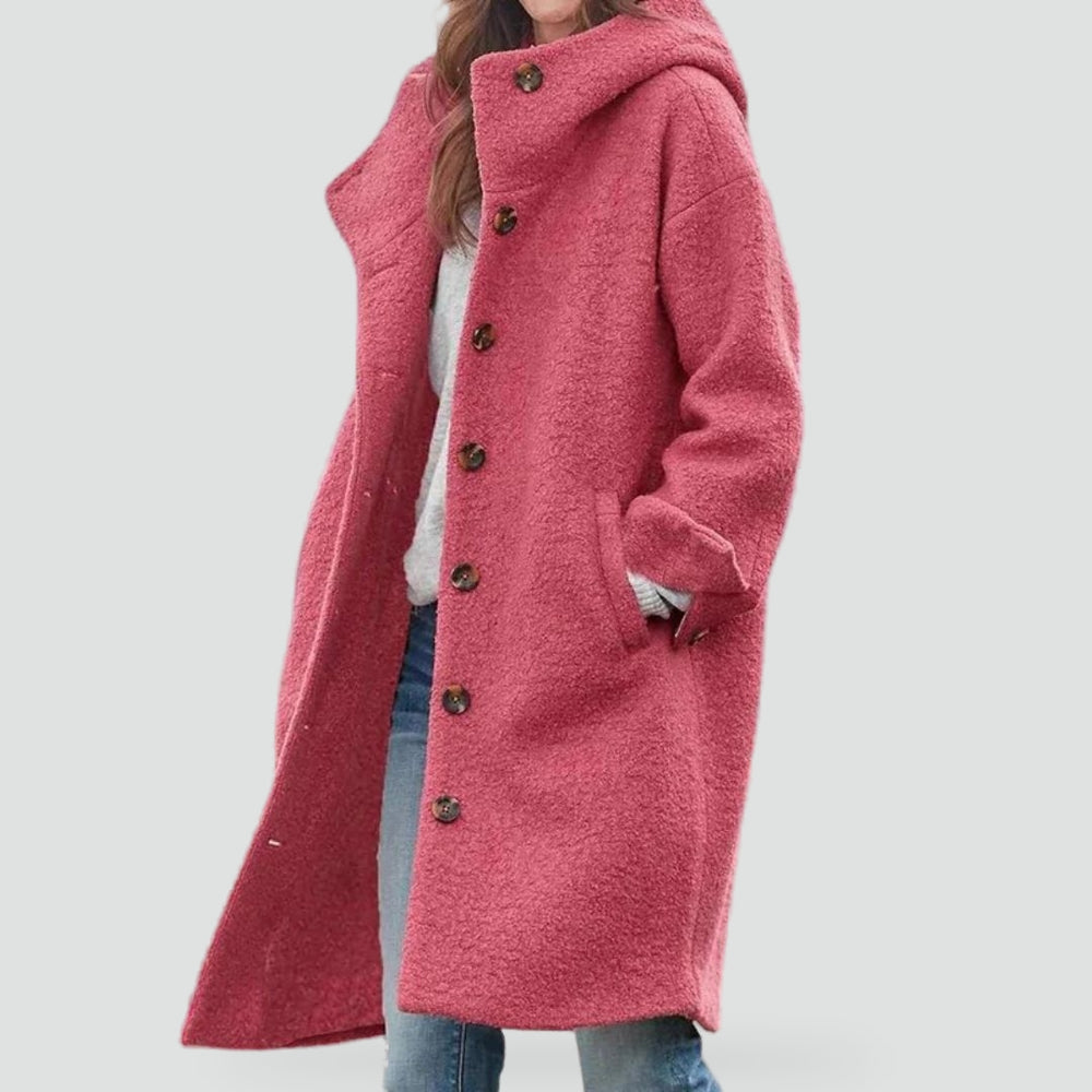 Manteau pour femme avec capuche et boutons