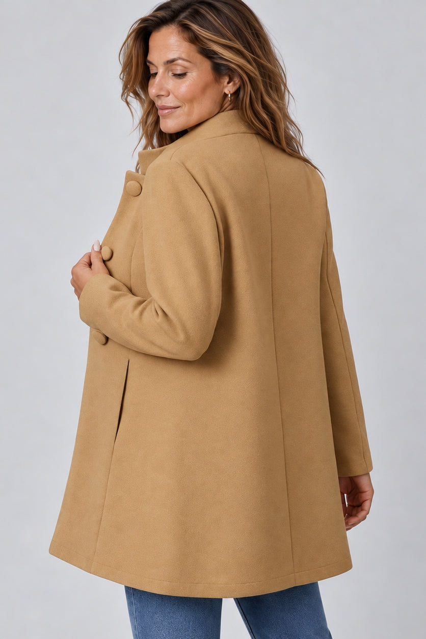 Élégant manteau pour femme à col montant boutonné, pour le bureau