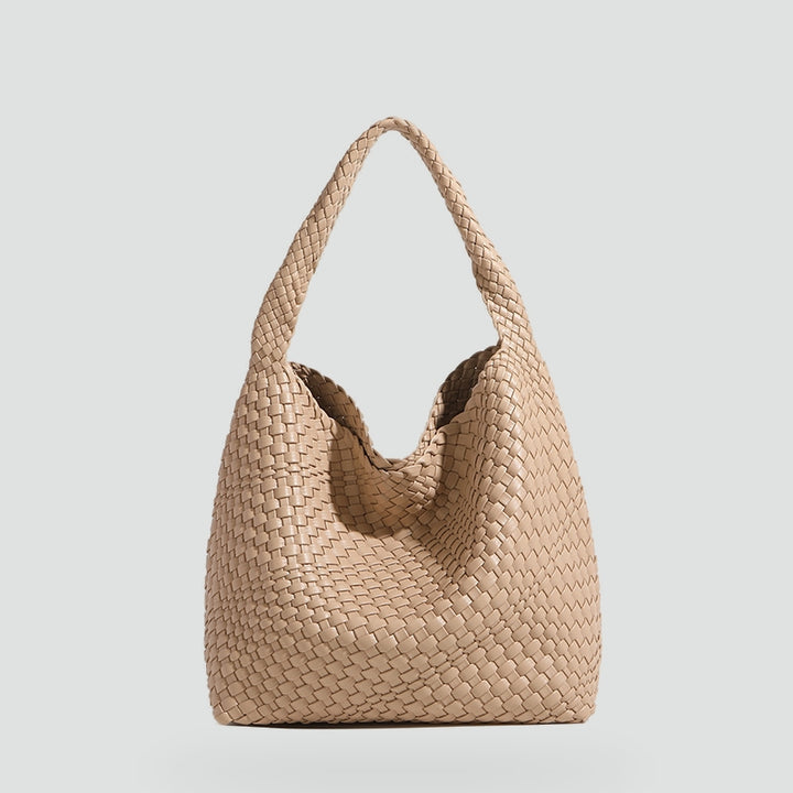 Shopper z plecionym wzorem i pojemnym wnętrzem do codziennych stylizacji – Khaki