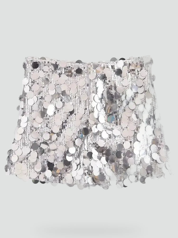 Jupe mini à sequins, parfaite pour les sorties en soirée.