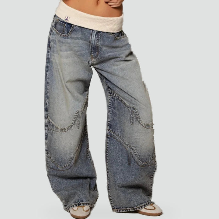 Pantalon baggy femme avec jambes larges et taille élastique