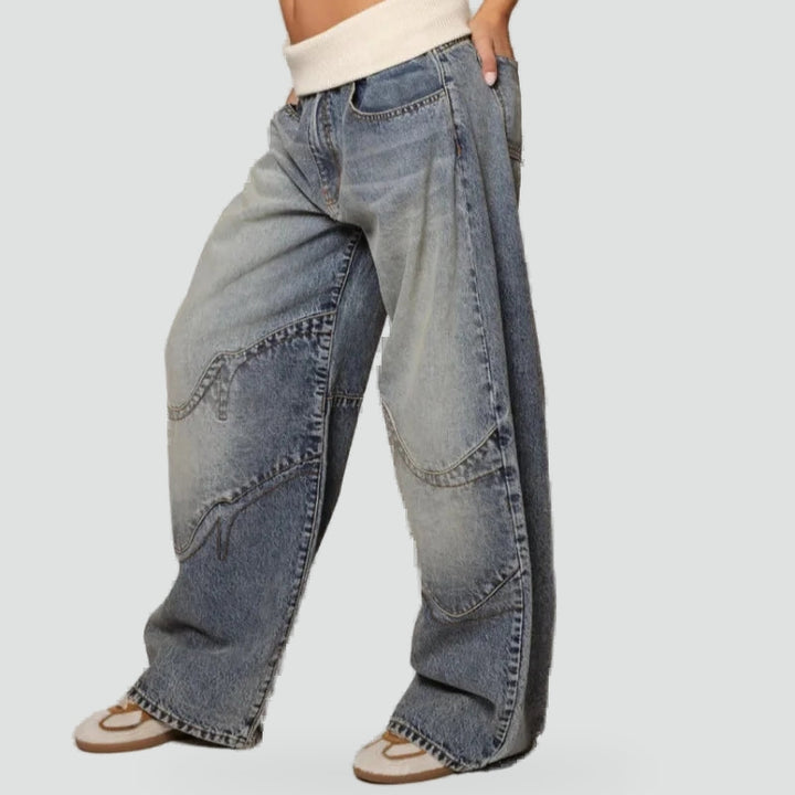 Pantalon baggy femme avec jambes larges et taille élastique