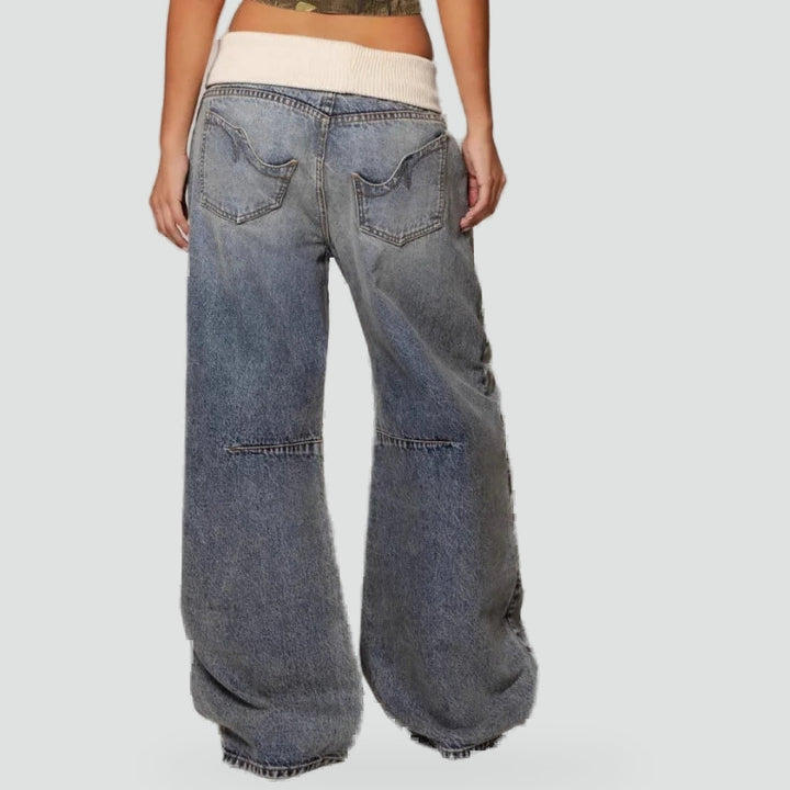 Pantalon baggy femme avec jambes larges et taille élastique