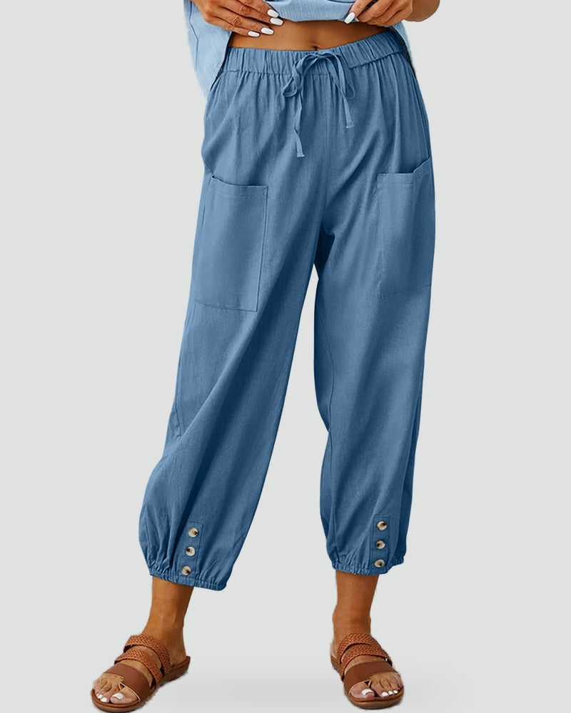 Damesbroek relaxed fit met hoge taille