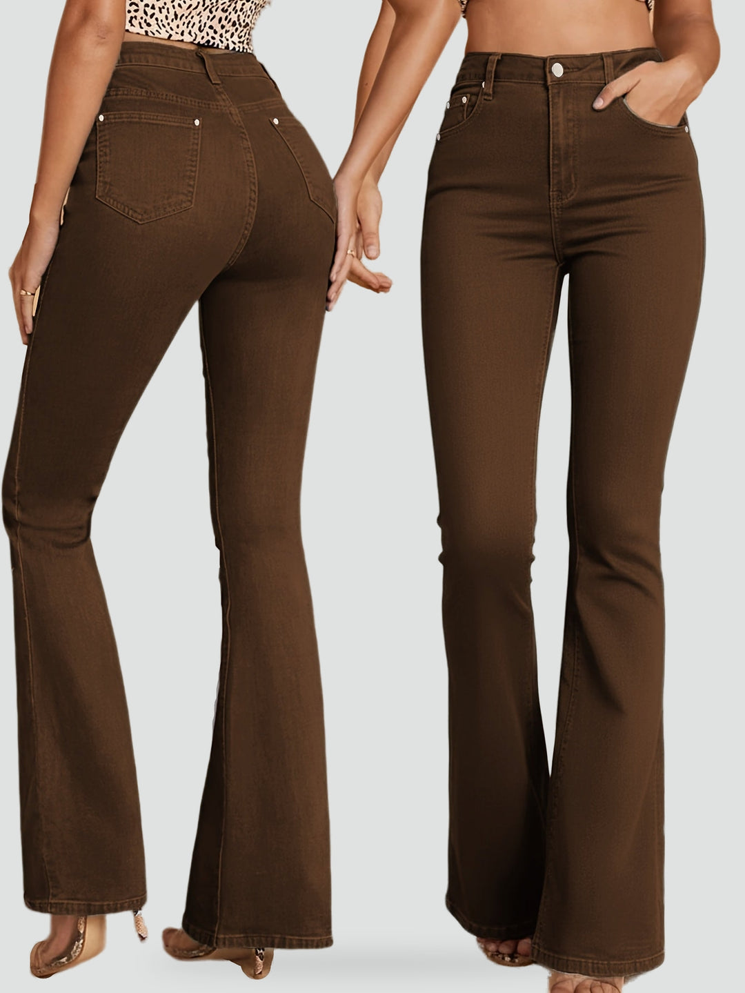 Pantalon élégant pour femme évasé, taille haute