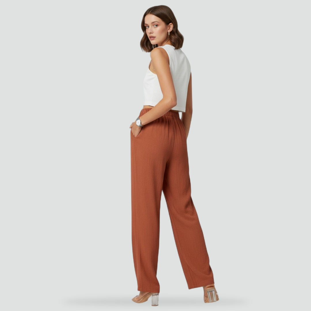 Rechte broek met hoge taille en rechte pijpen