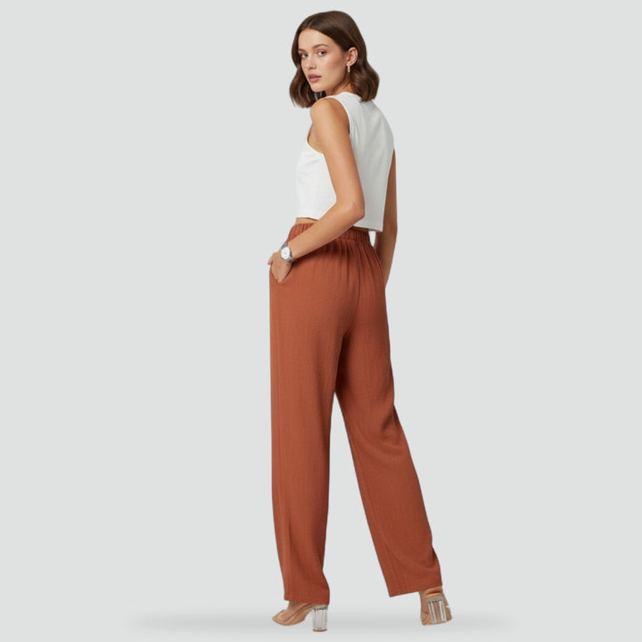 Rechte broek met hoge taille en rechte pijpen
