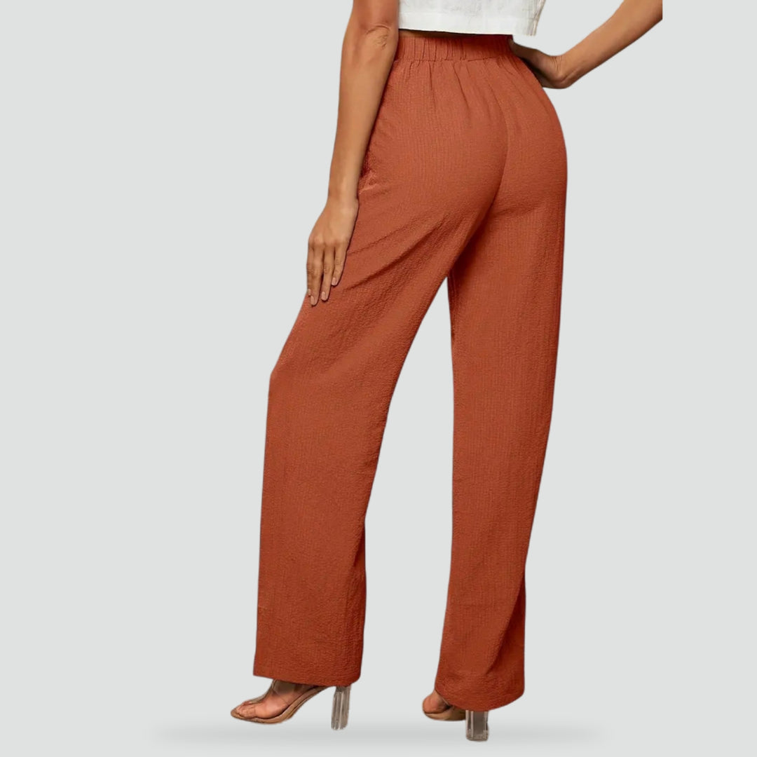 Rechte broek met hoge taille en rechte pijpen