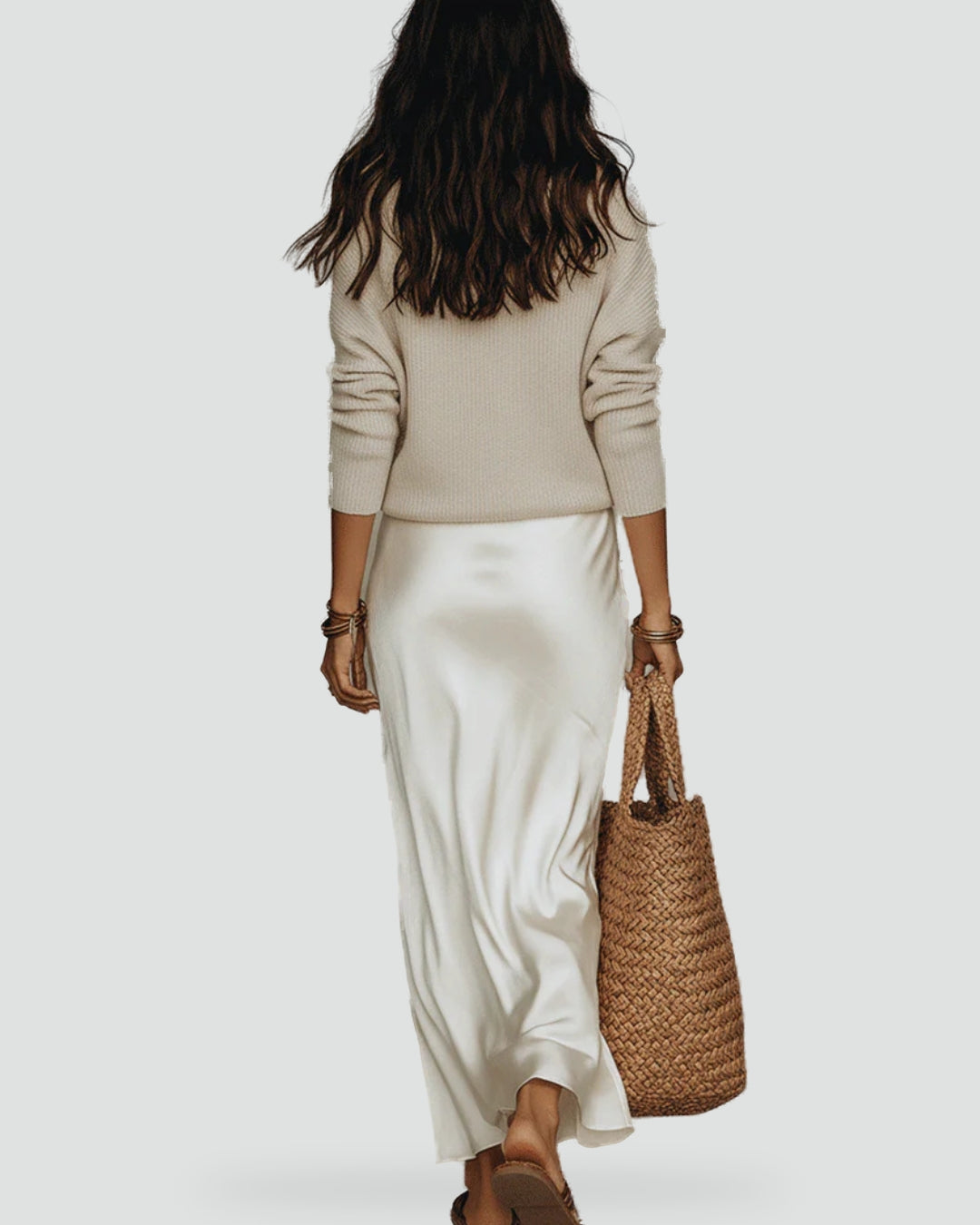 Midi-jurk met een V-hals en een cardigan vest