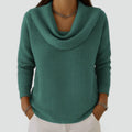 Elegant women's turtleneck sweater with a waffle texture