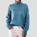 Pull chaud pour femme à torsades et col roulé pour l’hiver