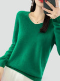 Pull classique pour femme à col en V pour le bureau