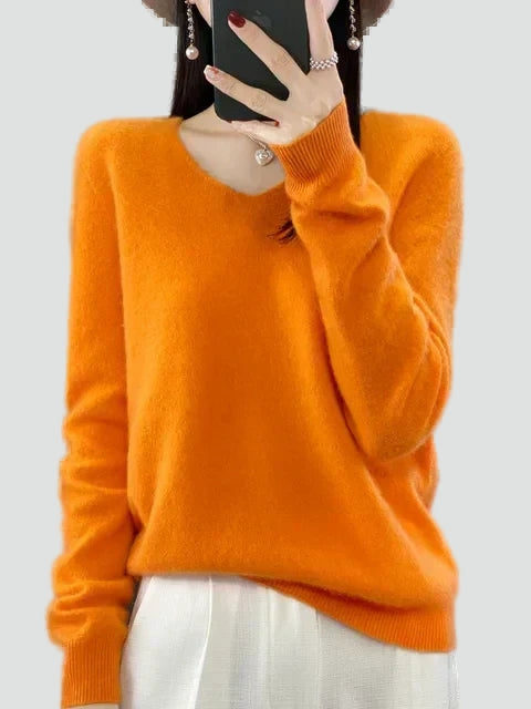 Pull classique pour femme à col en V pour le bureau