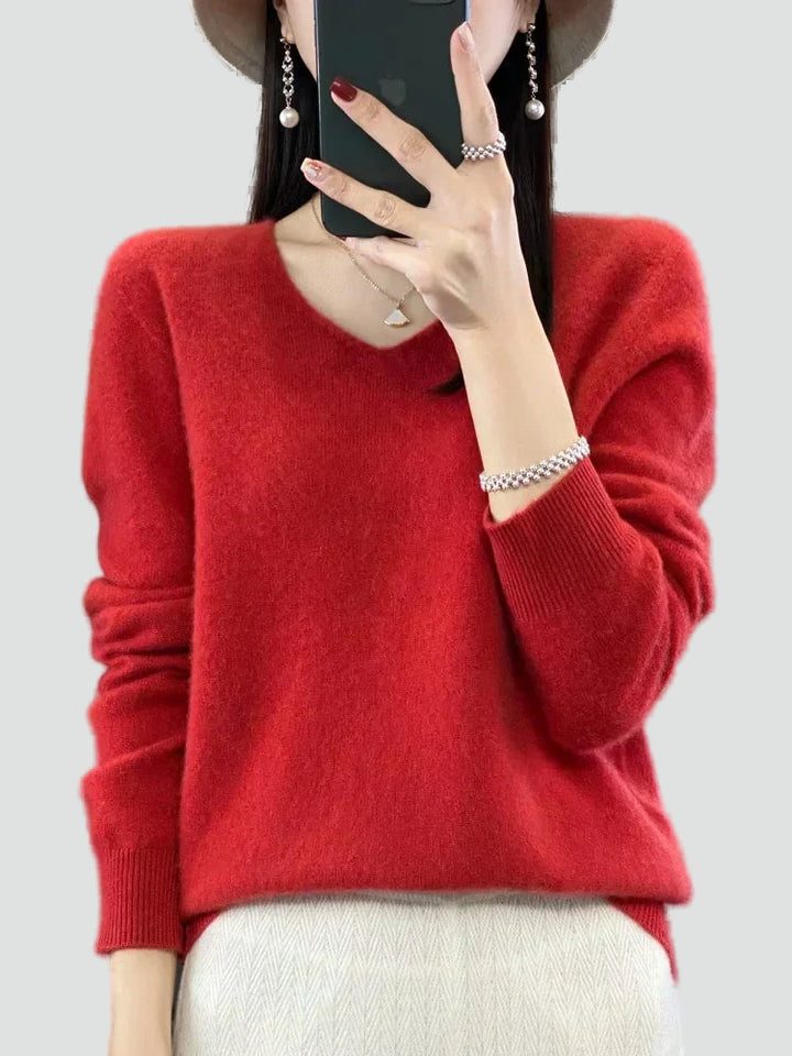 Pull classique pour femme à col en V pour le bureau