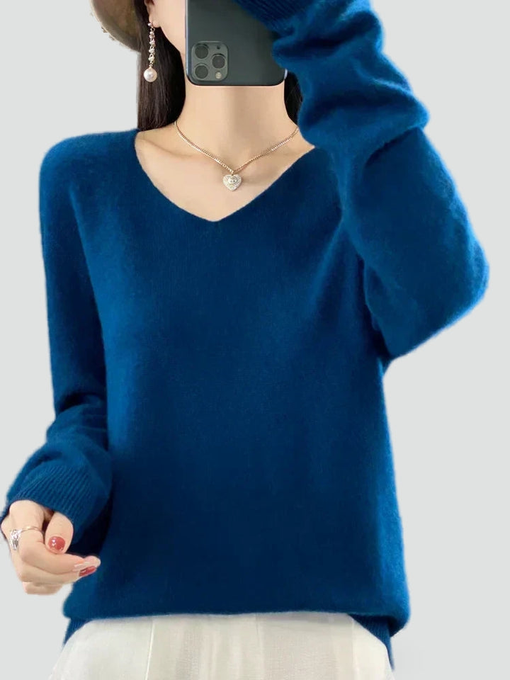 Pull classique pour femme à col en V pour le bureau