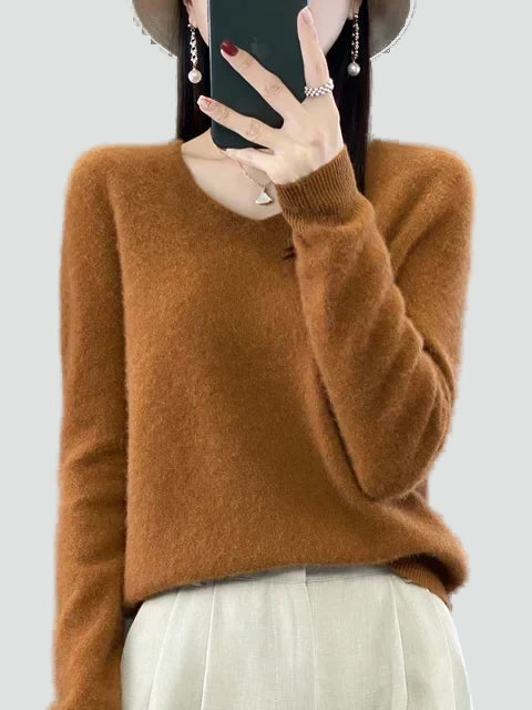 Pull classique pour femme à col en V pour le bureau